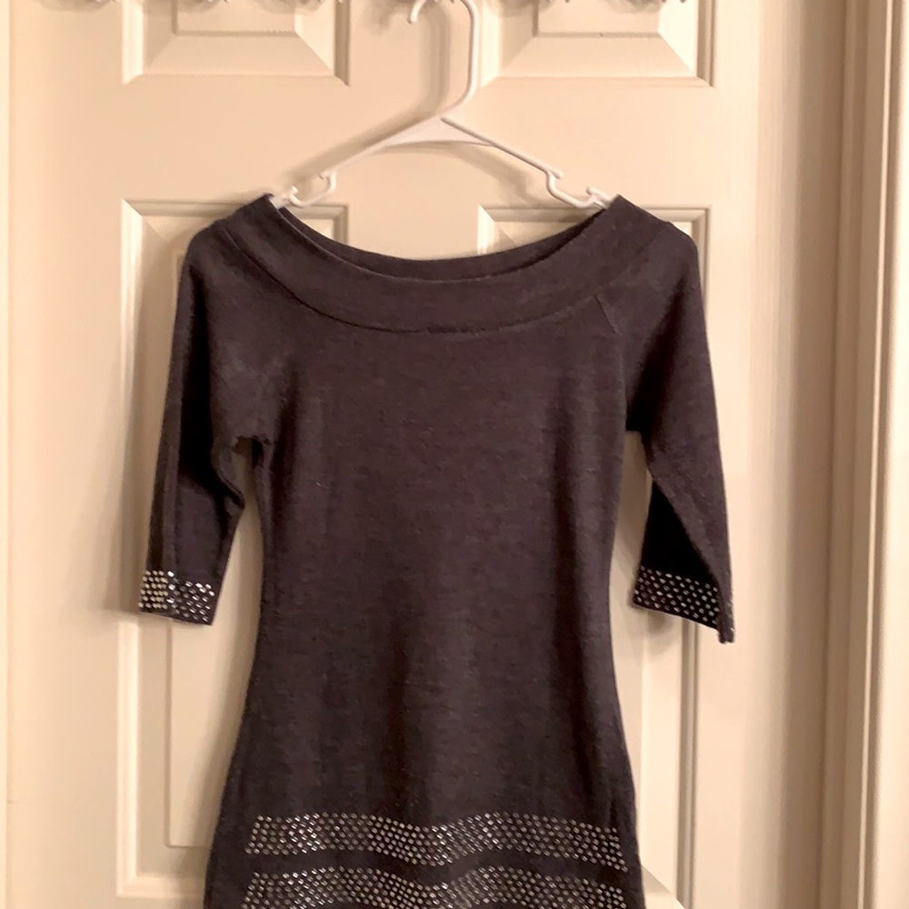 Gray Eyelet Sweater. Size S.
